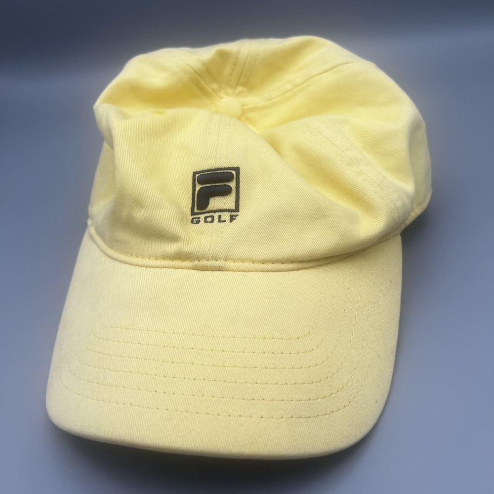 Fila Golf Hat Mens Yellow Cotton Adjustable Strapback Baseball Cap Dad Hat
